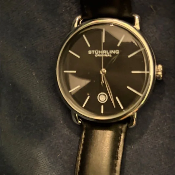 Stuhrling Black Leather Strap Watch - Picture 2 of 5
